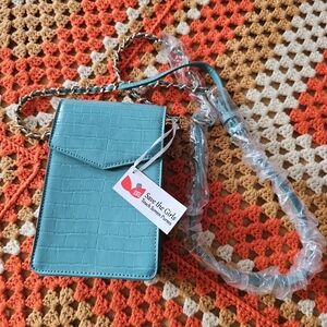 RFID Touchscreen Turquoise Blue Crossbody Chain Strap Save The Girls Capri Bag